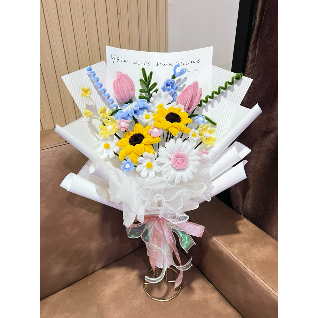 ช่อดอกไม้กำมะหยี่โทนพาสเทล