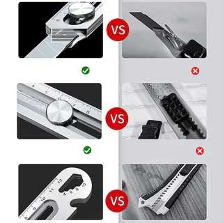 18mm สแตนเลสคัตเตอร์ มีดคัตเตอร์อย่างดีอเนกประสงค์,6 In 1 ARIDOO ใบมีดเหล็กคาร์บอนขวดที่เปิดขวดไม้บรรทัด