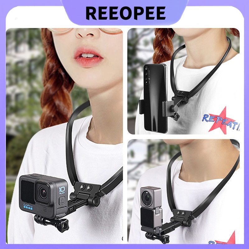 มือฟรีคอโทรศัพท์ขาตั้งยืนสวมใส่แขวนติดตั้งยึดสากลสำหรับ GoPro การกระทํา Grip