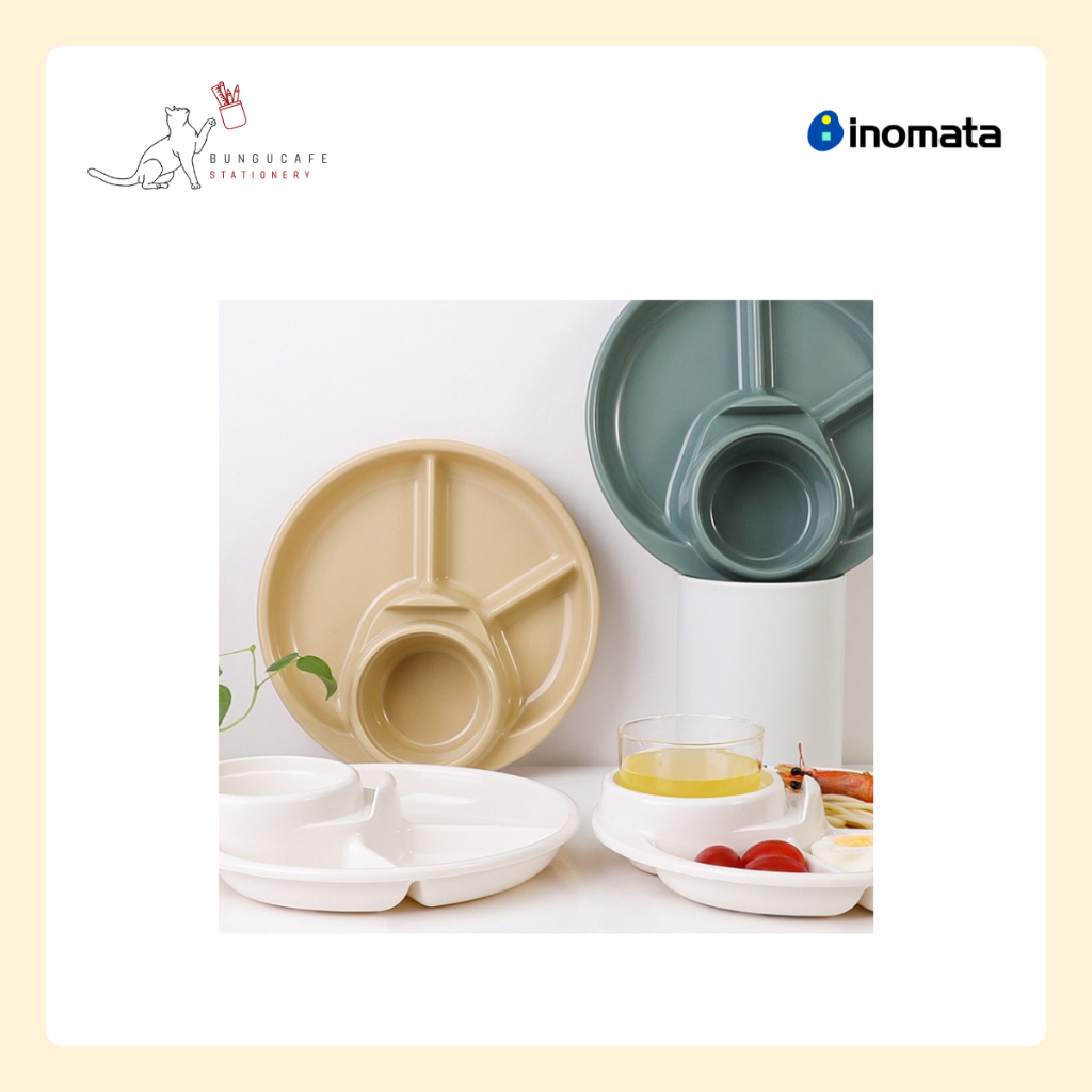 INOMATA จานหลุม แบ่งช่อง สำหรับใส่อาหาร และ เครื่องดื่ม  (BBQ dish series)