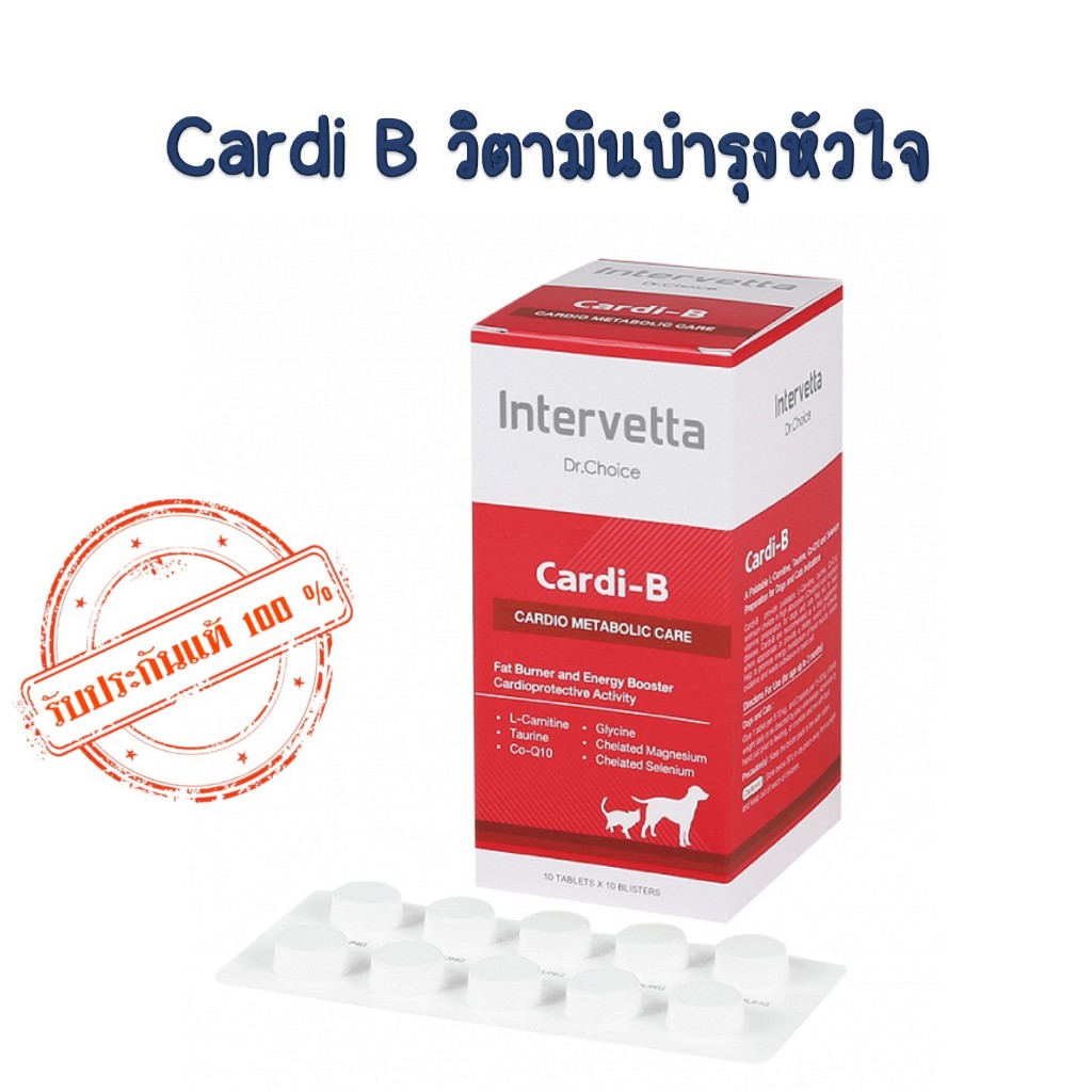 Intervetta Dr. Choice Cardi-B อาหารเสริม บำรุงหัวใจ สัตว์เลี้ยง สุนัข แมว