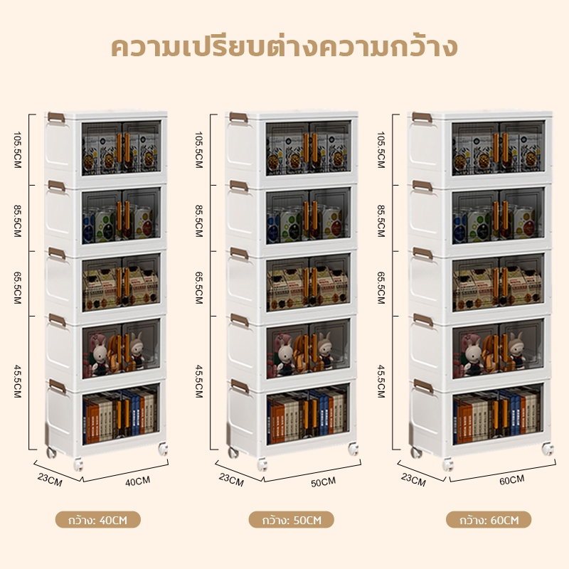 COD🔥พร้อมส่ง🔥ตู้เก็บของตู้เสื้อผ้า กว้าง 60ซม ตู้อเนกประสงค์ คุณภาพสูง พับเก็บได้ กล่องเก็บของมีล้อ - รูปที่ 5