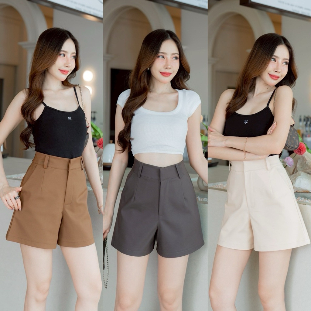 Basic New 🤍  กางเกงเบสิครุ่นใหม่ล่าสุด งานซิปหน้า มีหูเข็มขัด ผ้าดับเบิ้ล กระเป๋าสองข้าง #TB022