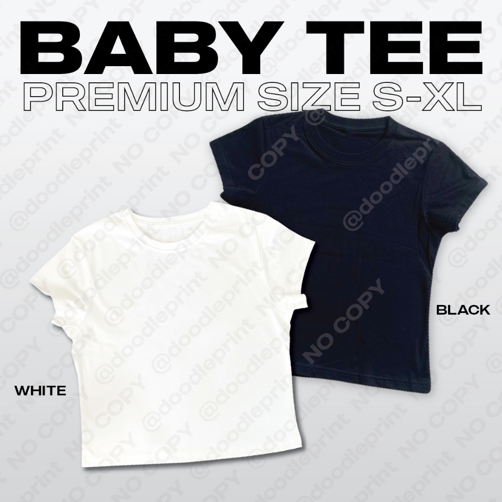 เสื้อทรงเบบี้ที Baby tee รุ่น Premium [ถ้ารับแบบพร้อมสกรีนต้องกดสั่ง 2 สินค้า] ผ้าคอตตอน รับสกรีนเสื้อ ไม่มีขั้นต่ำ