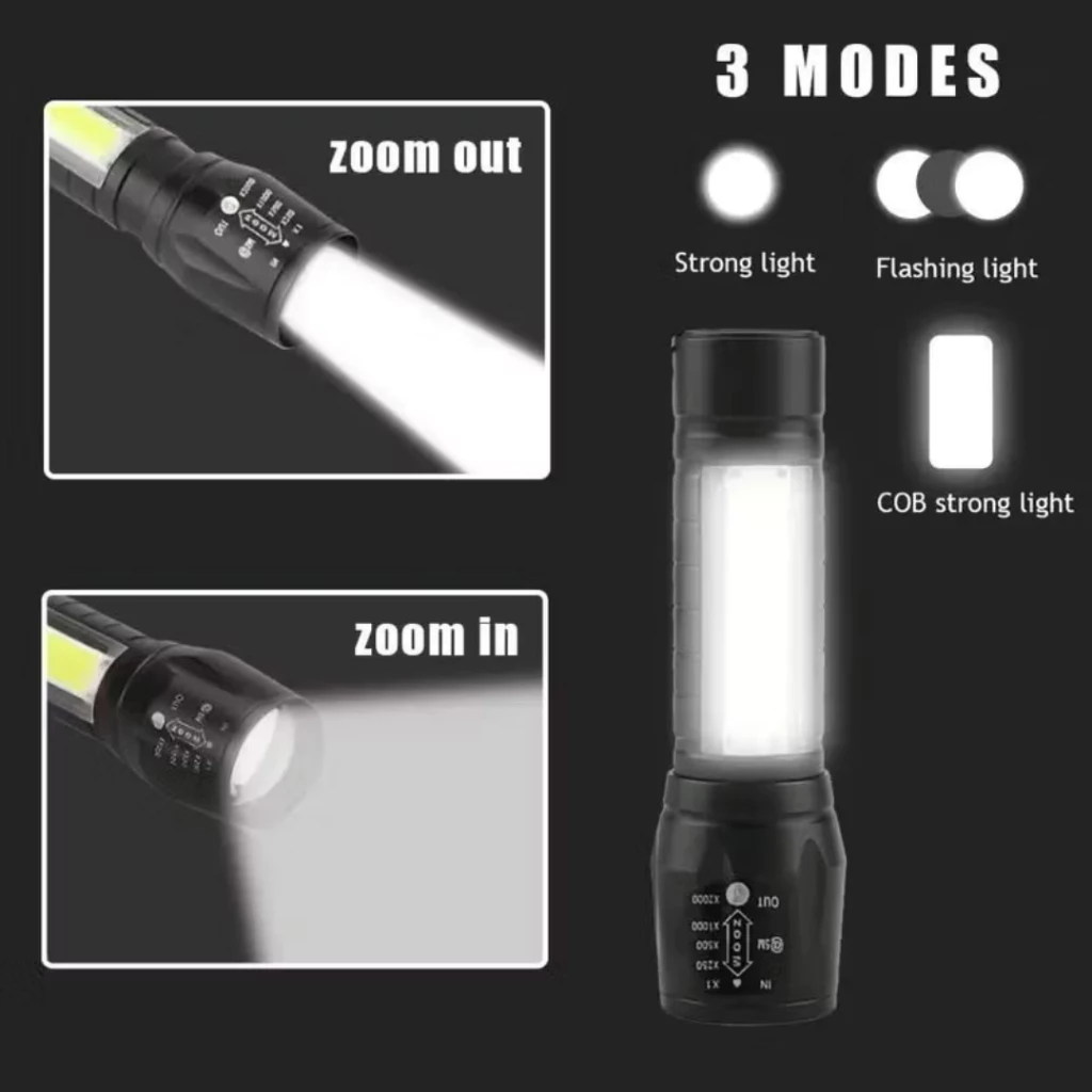 ไฟฉายแรงสูง 511 USB ปรับโหมดได้ มีไฟข้าง ซูม 4 เท่า thumbnail 10
