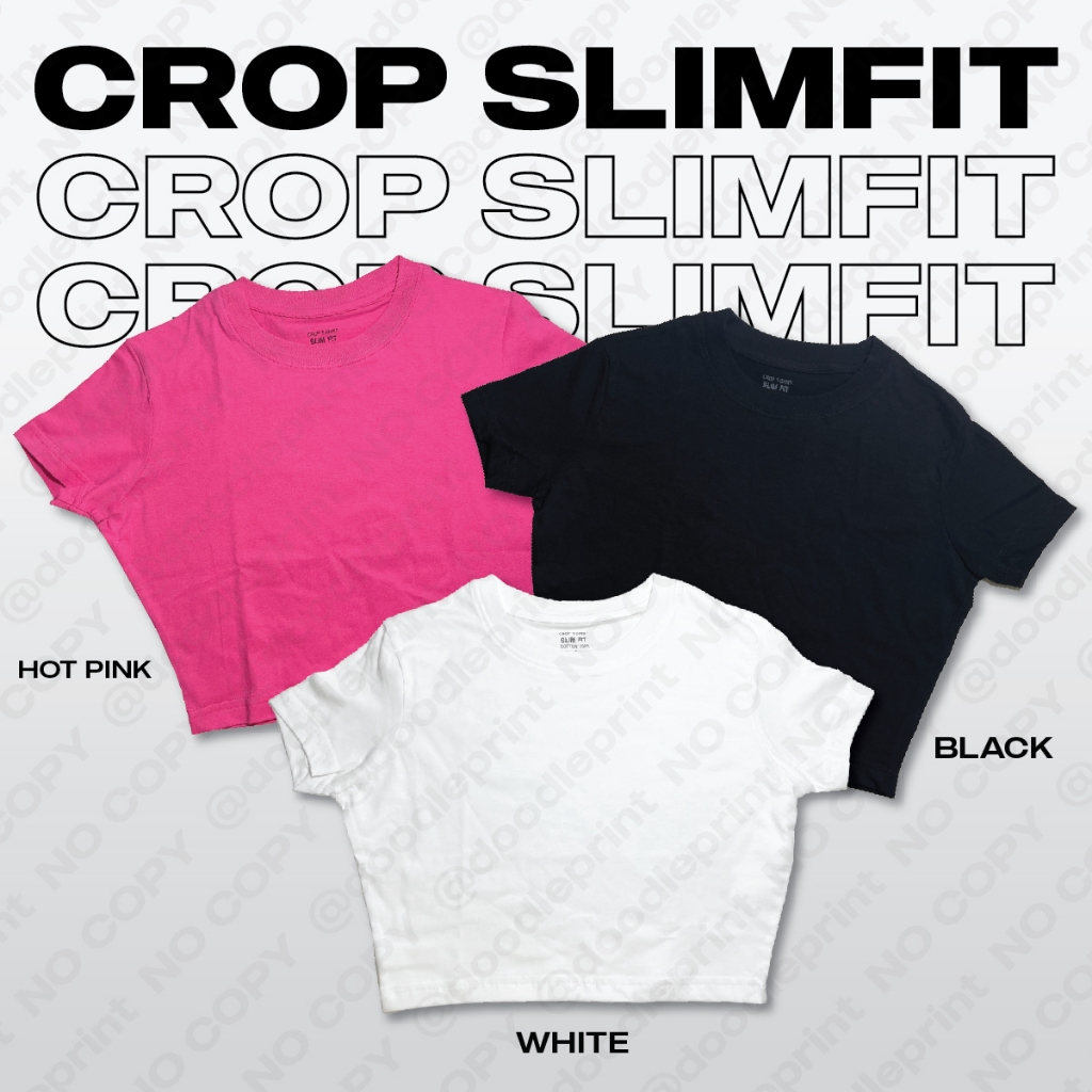 เสื้อครอป ครอปรัดรูป [ถ้ารับแบบพร้อมสกรีนต้องกดสั่ง 2 สินค้า]  แขนสั้น ทรง Slim fit รับสกรีนเสื้อ ไม่มีขั้นต่ำ