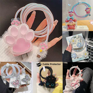 For iPhone 20W สายชาร์จข้อมูลพิมพ์ลายเกาหลีฝาครอบป้องกันสายเคเบิลข้อมูลป้องกันการแตกหักเชือกป้องกันการแตกหัก