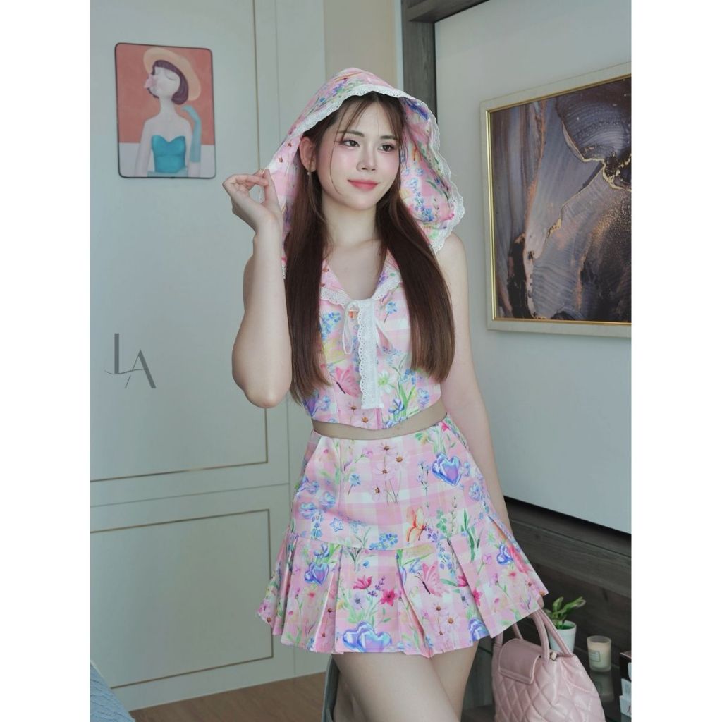 [LALAPIS]ชุดเซ็ท 2 ชิ้น แคนดี้ บลูม เซ็ท มีฮูด(LA345)