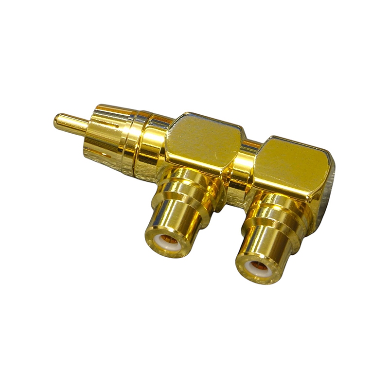 หัวแปลง RCA 1 ออก 2 / RCA 1male to 2female adapter สั่งทำพิเศษชุบทองหนา / ร้าน All Cable