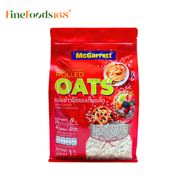 (packaging NEW )แม็กกาแรต แผ่นข้าวโอ๊ตอบ 1 กิโลกรัม  McGarrett Rolled Oats 1 KG.