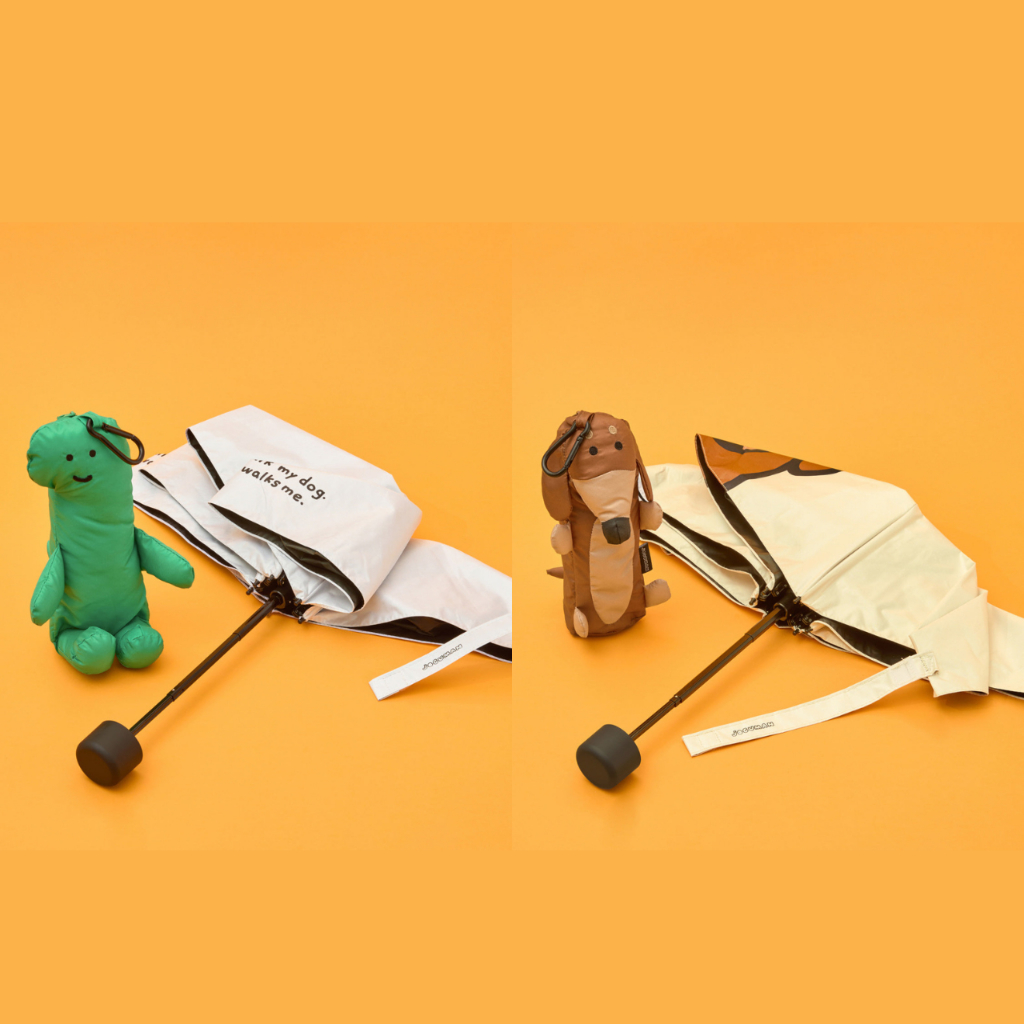 JOGUMAN Woody & Brachio Throw Away Folding Umbrella Pouch Set ร่มพับ