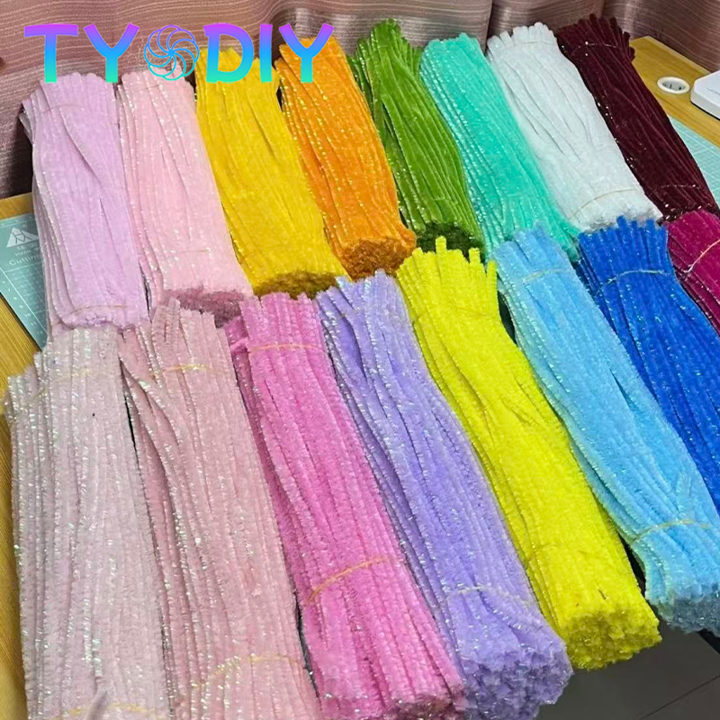 ลวดกำมะหยี่กลิตเตอร์ ลวดกํามะหยี่ขนฟู ลวดกำมะหยี่ สีสันสดใส สำหรับงานฝีมือ  งานฝีมือเด็ก (100pcs) - รูปที่ 3