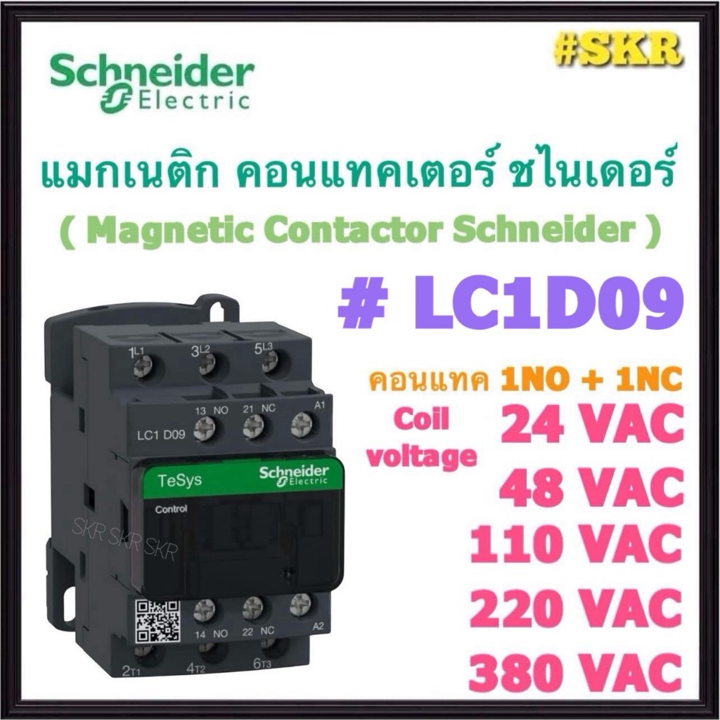 Schneider แมกเนติก LC1D09 AC 24V 48V 110V 220V 380V (1NO+1NC) MAGNETIC CONTACTOR แม็กเนติก คอนแทคเตอร์ ชไนเดอร์