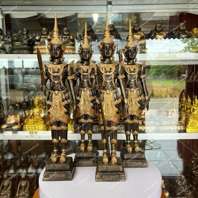 ท้าวจตุโลกบาล ทั้ง 4 องค์  สีมันปูเพ้นท์เครื่องทอง มวลสารแร่เหล็กน้ำพี้ แถมฟรีวัตถุมงคลเหล็กน้ำพี้