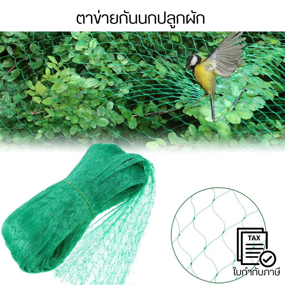 ตาข่ายกันนก คลุมแปลงผัก สวนผลไม้ ใช้งานง่าย ป้องกันนกและสัตว์รบกวน ปลูกผักปลอดภัย เกษตรอินทรีย์ คุ้มค่า แข็งแรงทนทาน