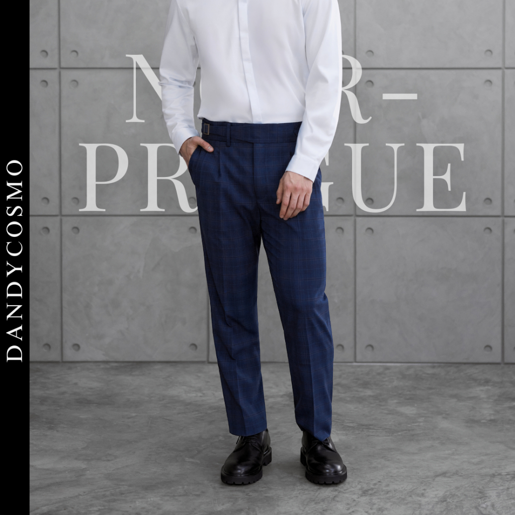 DANDY COSMO | กางเกง ลายตาราง สุดพรีเมียม Classic Pant รุ่น Noir-Prague [ ✂️มีบริการตัดความยาว ]