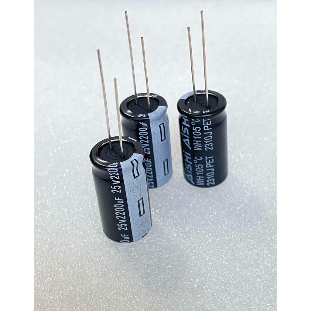 แพ็ค1ตัว/5ตัว C 2200UF 25V คาปาซิเตอร์ แบรนด์Aishiสินค้าผลิตใหม่ๆอายุการใช้งานยาวนาน ทนร้อนสูง105C 1