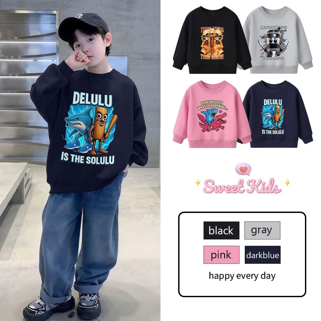 SweetKids พร้อมส่งจากกทม🌸เสื้อยืดแขนยาวเด็ก🍓เสื้อสเวตเตอร์พิมพ์ลายน่ารัก สำหรับเด็กผู้ชายและเด็กผู้หญิง แฟชั่น งานดี
