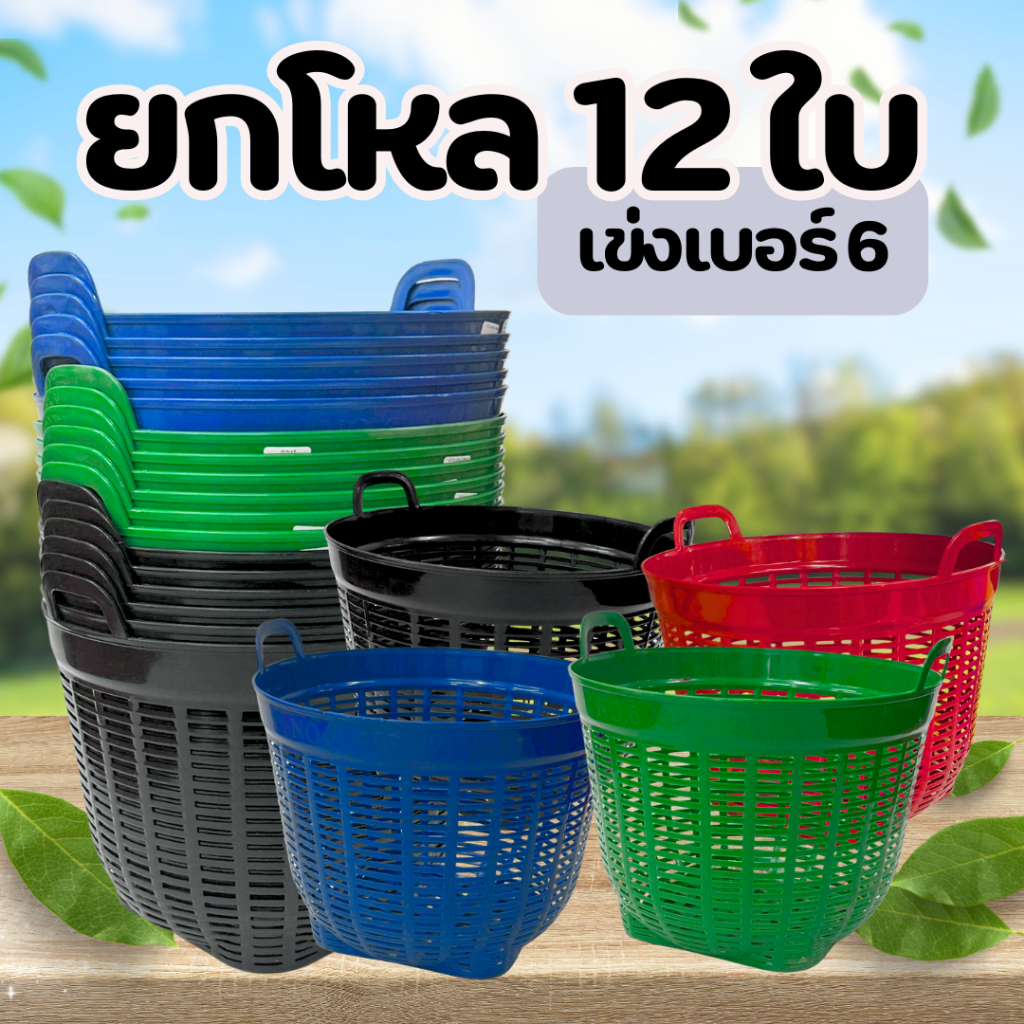 ยกโหล 12 ใบ เข่งปลูกต้นไม้พลาสติก เบอร์ 6  เข่งปลูกต้นไม้ เข่งพลาสติก