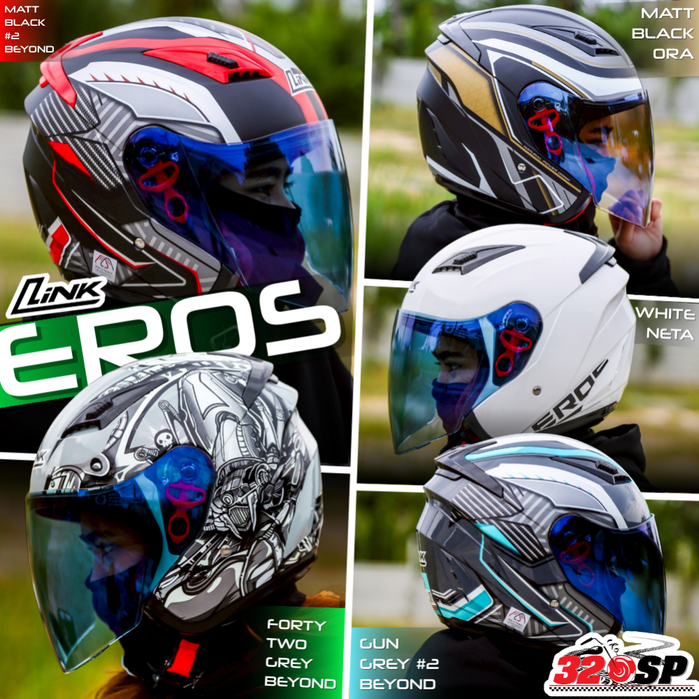 หมวกกันน็อคครึ่งใบ LINK รุ่น EROS ลายใหม่ น้ำหนักเบา ส่งไว!! 320SP