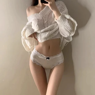 Bolu✨กางเกงชั้นในสตรีผ้าฝ้ายแท้ ไซส์ M-XL เอวยางยืดสูง แนบกระชับผิว นุ่มสบาย ลูกไม้ เซ็กซี่มีเสน่ห์ เป้าป้องกันแบคทีเรีย