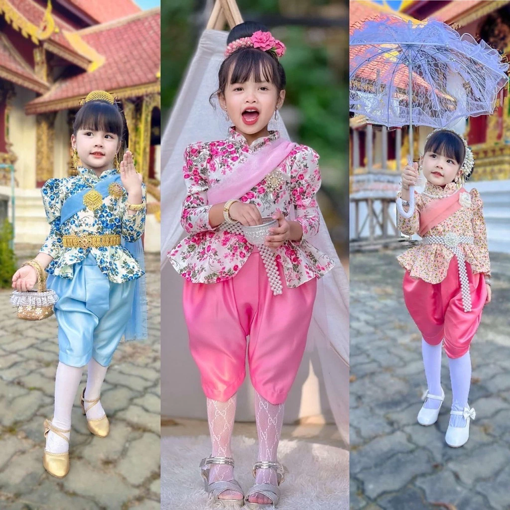 ชุดไทยจิตรดาประยุกต์ ทันสมัย🌸เสื้อผ้าคอตตอน+โจงผ้าดัชเชทอย่างดี❤️