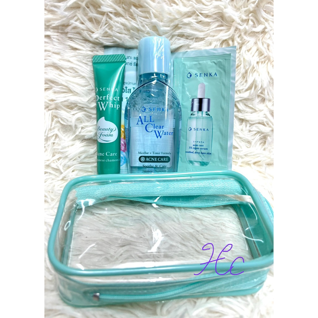 Senka All clear water Acne Care 60ml +Senka perfect whip 15g+ 3X repair serum 3ml