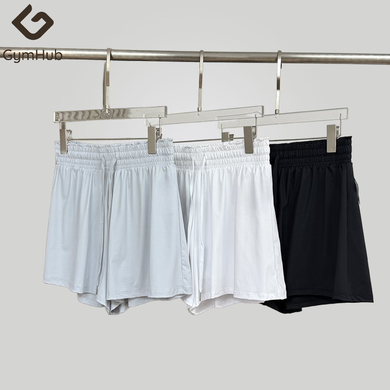 GYMHUB กางเกงขาสั้นกีฬาเอวสูงสำหรับผู้หญิงสำหรับโยคะ ฟิตเนส วิ่ง ระบายอากาศได้ดี มีซับใน