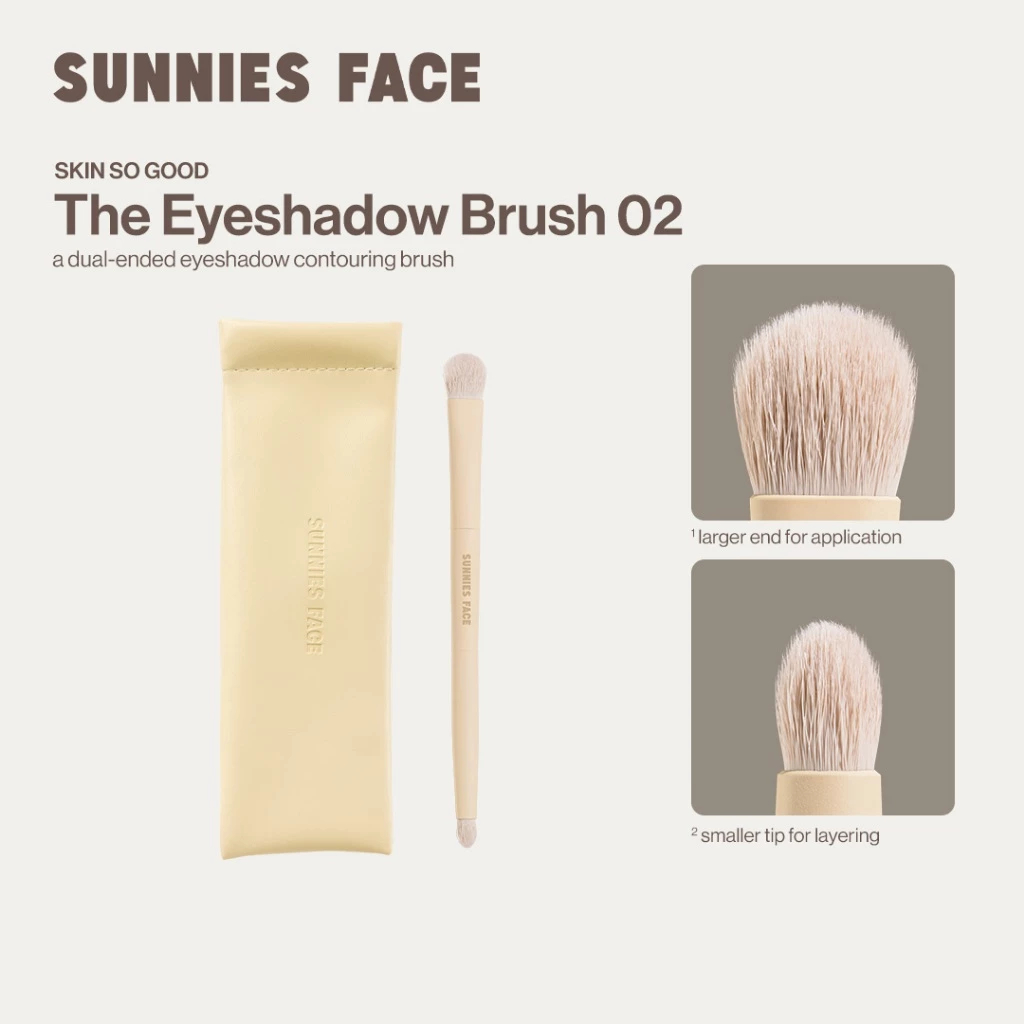 Sunnies Face The Eyeshadow Brush 02 [แปรงอายแชโดว์สองหัว สำหรับคอนทัวร์เปลือกตา]