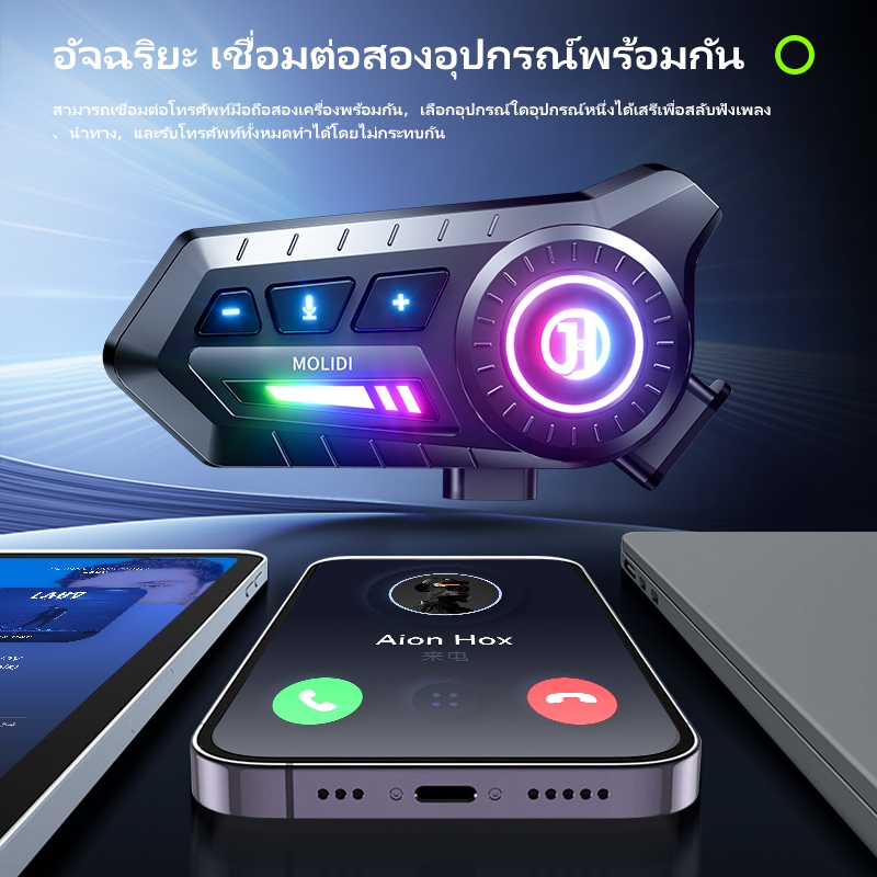 (COD)JZAQ X3 หูฟังบลูทูธหมวกกันน็อค ไฟLEDสีสันสดใส เสียงดังมาก กันน้ำ IP67 แบตอึด คุณภาพเสียง HiFi บลูทูธ 5.3 ราคา ถูกที่สุด ดีลบีเคเค แกลเลอรีภาพที่ 5