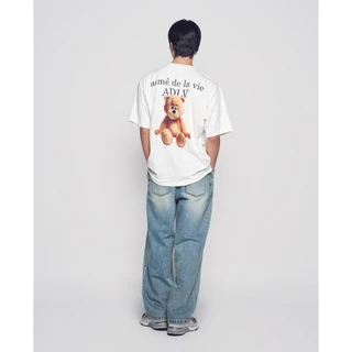 ADLV [acme de la vie] เสื้อยืด Oversize รุ่น Ac Bear Basic Logo Short Sleeve T-Shirt Cream (50163SBBSSU_F5CMXX)