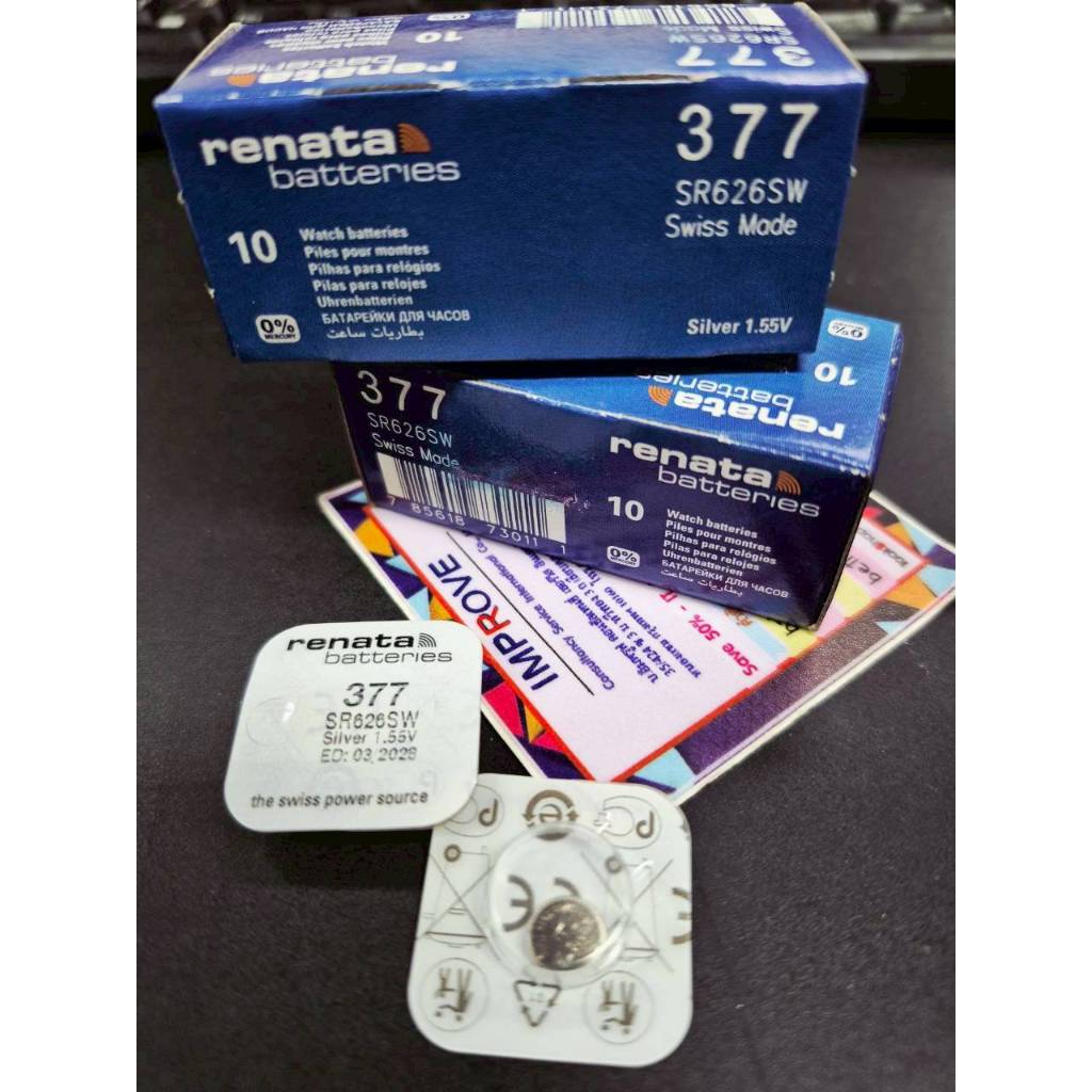 ถ่านกระดุม Renata 377, SR626SW 1.55V 1 ก้อน ถ่านนาฬิกา renata 377 Silver Oxide Battery 1.55V