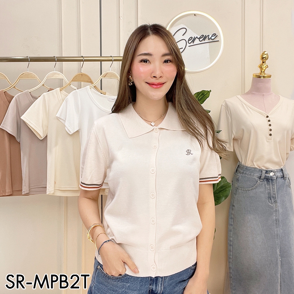 Serene's Choice เสื้อคอปก แขนสั้น ผู้หญิง รุ่น Lena จั้มเอว ผ้าไหมพรม แฟชั่นเกาหลี