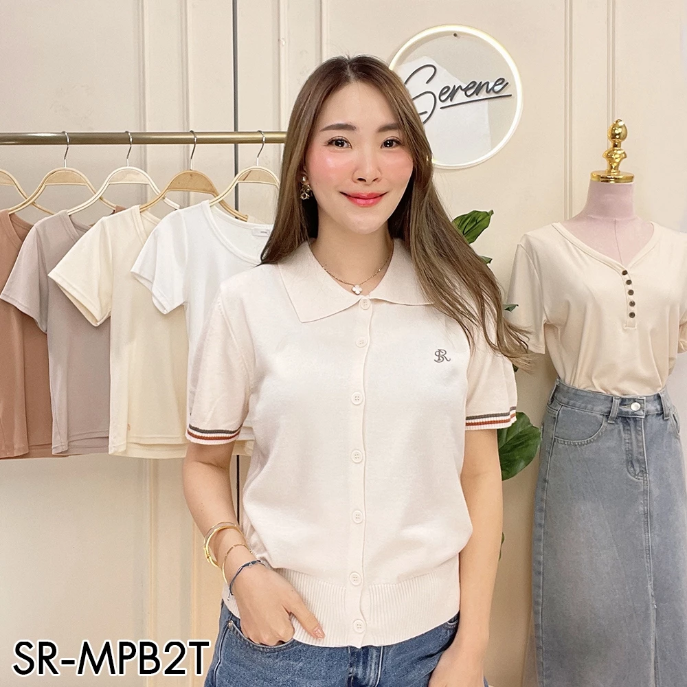 Serene's Choice เสื้อคอปก แขนสั้น ผู้หญิง รุ่น Lena จั้มเอว ผ้าไหมพรม แฟชั่นเกาหลี
