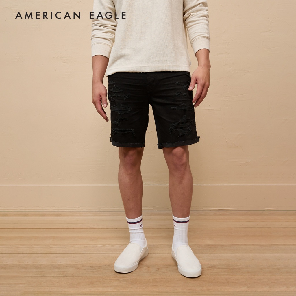 American Eagle 9" AirFlex+ Patched Denim Short กางเกง ขาสั้น ผู้ชาย เดนิม (NMSO 013-7801-055)
