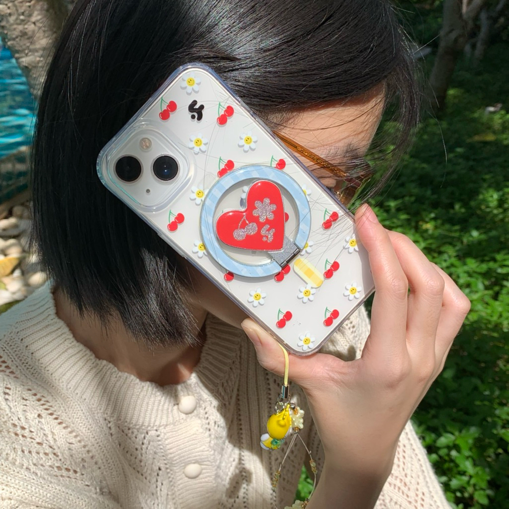 เคสโทรศัพท์ feelsogood.co with Magnetic | daisy&cherry เคสใส กันเลนส์กล้อง | รองรับ Magnetic