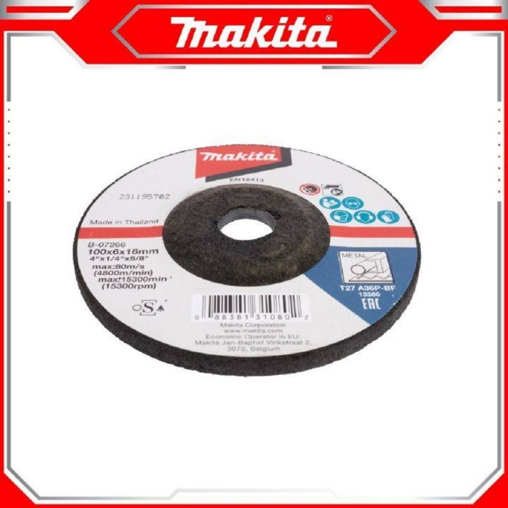 ใบเจียรเหล็ก MAKITA (หนา) 4"100x6x16mm T27 A36P-BF B-07266