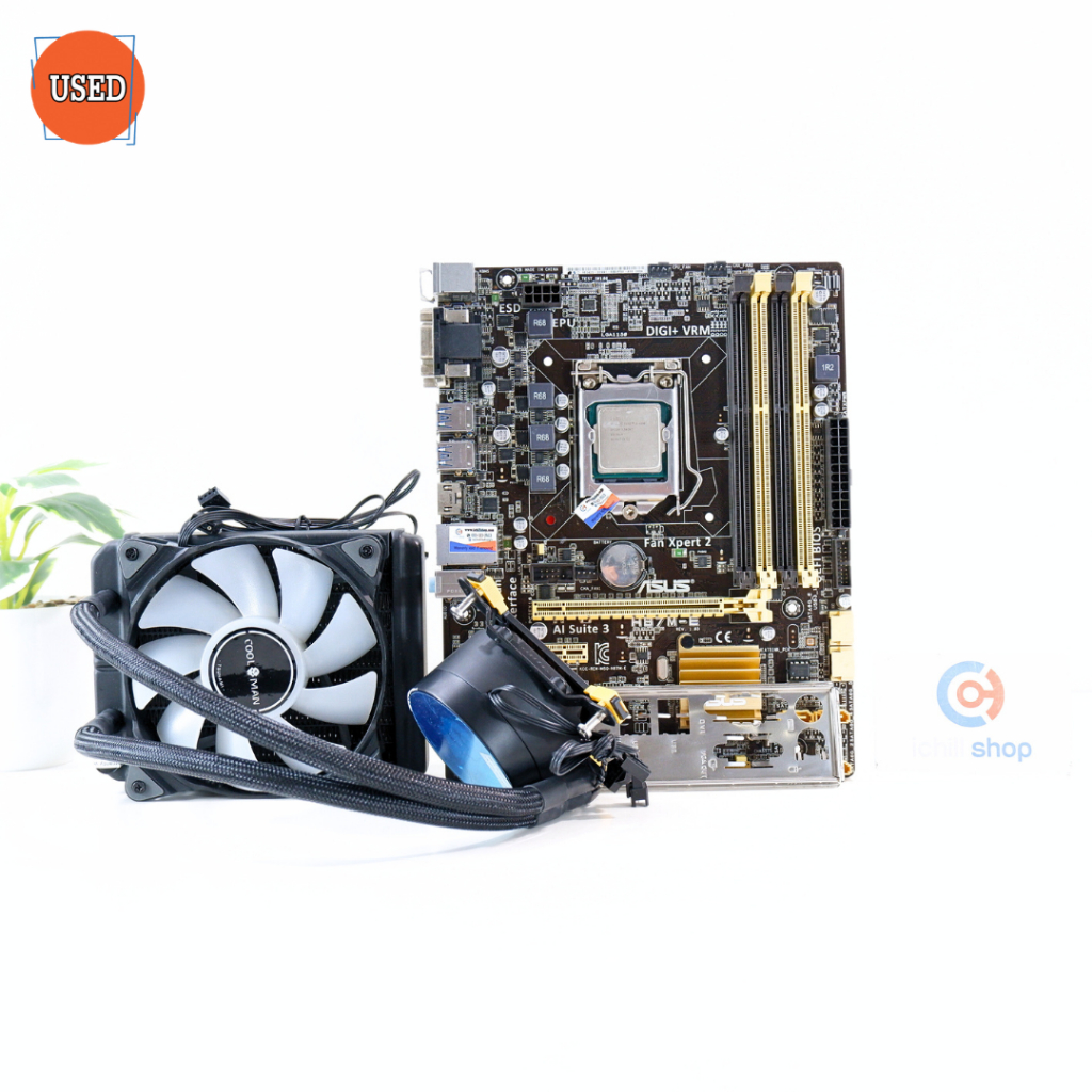 ชุดซีพียูเมนบอร์ดพร้อมชุดน้ำ CPU: INTEL I5-4690+MB: ASUS H87M-E+LC: TSUNAMI COOLMAN CM-120 ARGB P164