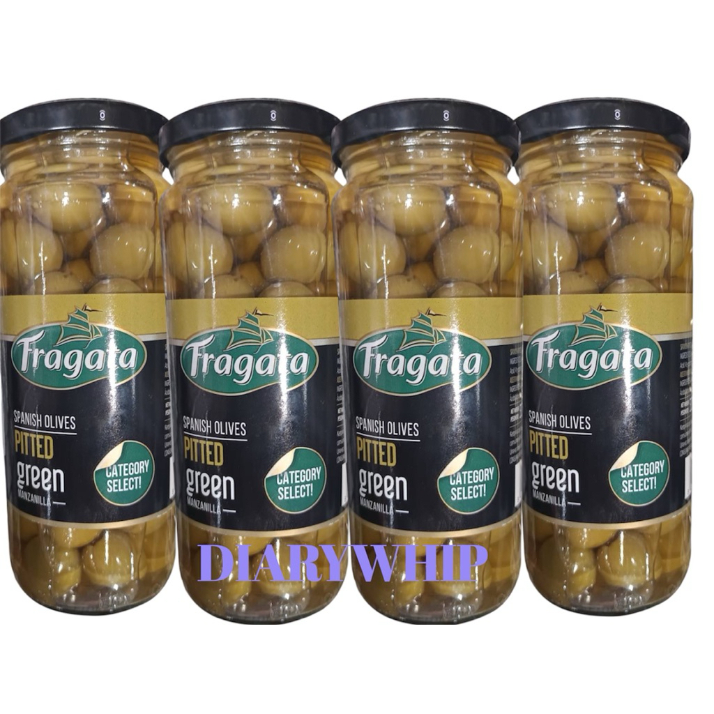 RAGATA PITTED GREEN OLIVES 335 G. ฟรากาต้ามะกอกเขียวไม่มีเม็ด 335 กรัม
