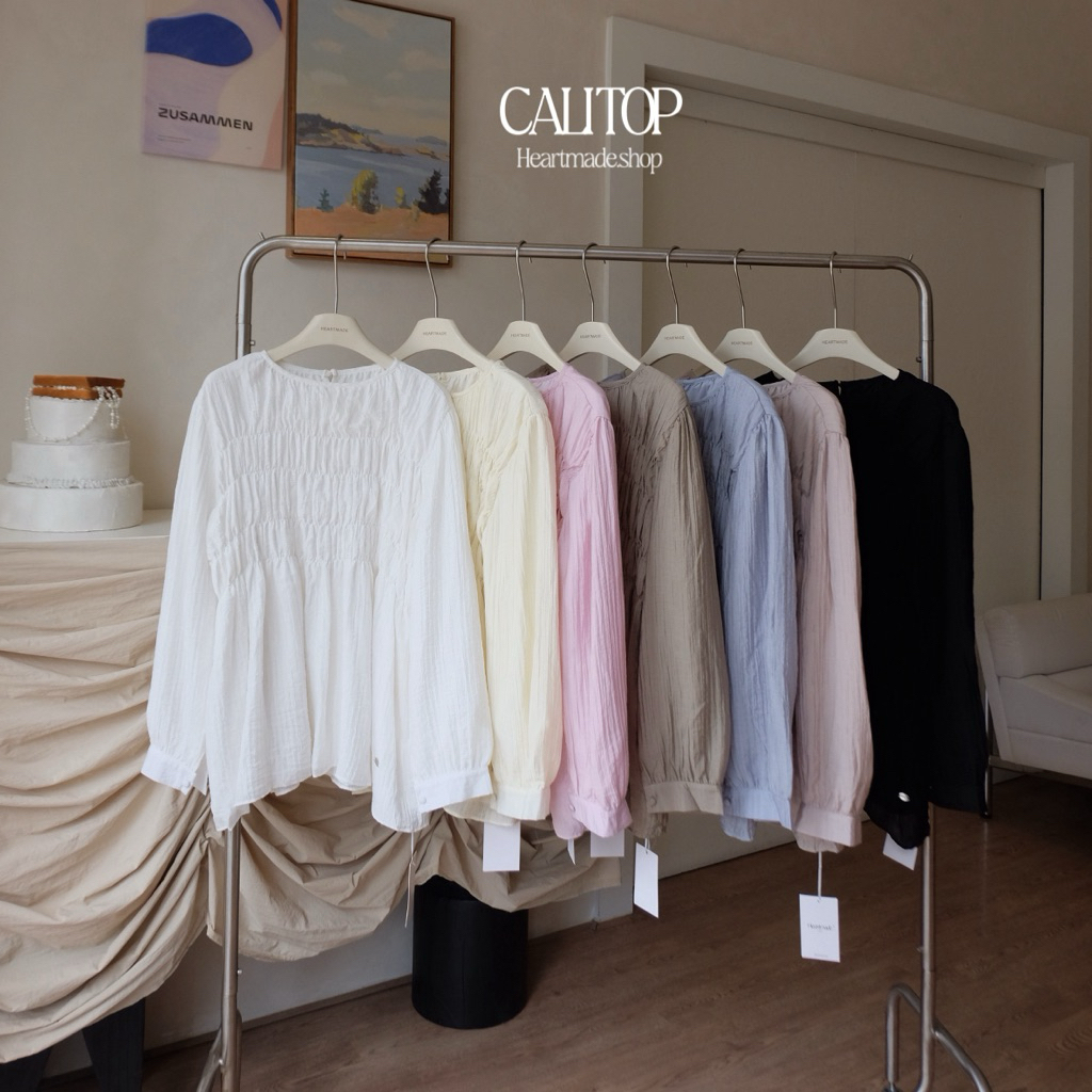 (D45) Heartmade—Cali top🏞️(รุ่นนี้ไม่ต้องเผื่อไซส์***)เสื้ออัดยับย่นสม๊อคตัวพร้อมซับใน