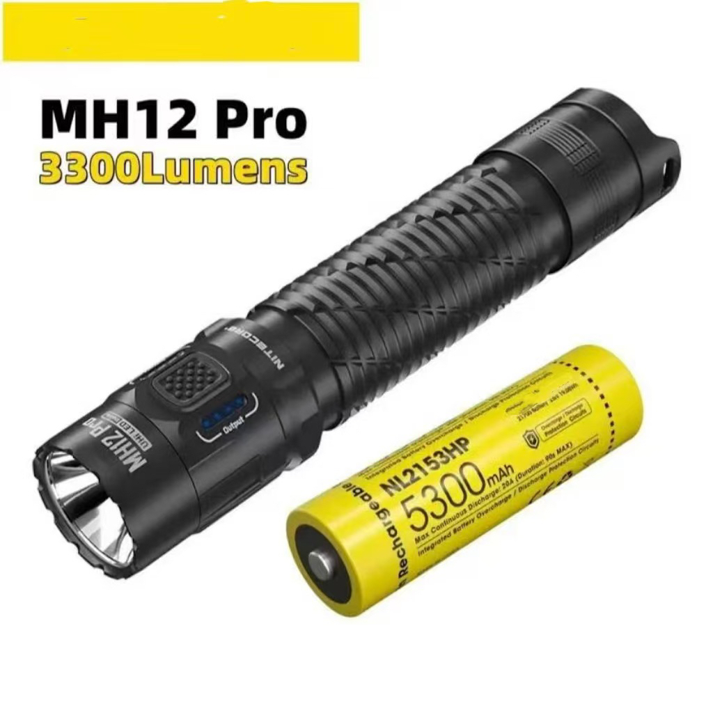 ของแท้100% MH12 Pro USB-C ชาร์จไฟฉายขนาดกะทัดรัด 3300 Lumens โคมไฟฉุกเฉินยุทธวิธีไฟฉายมือ NL2153HP