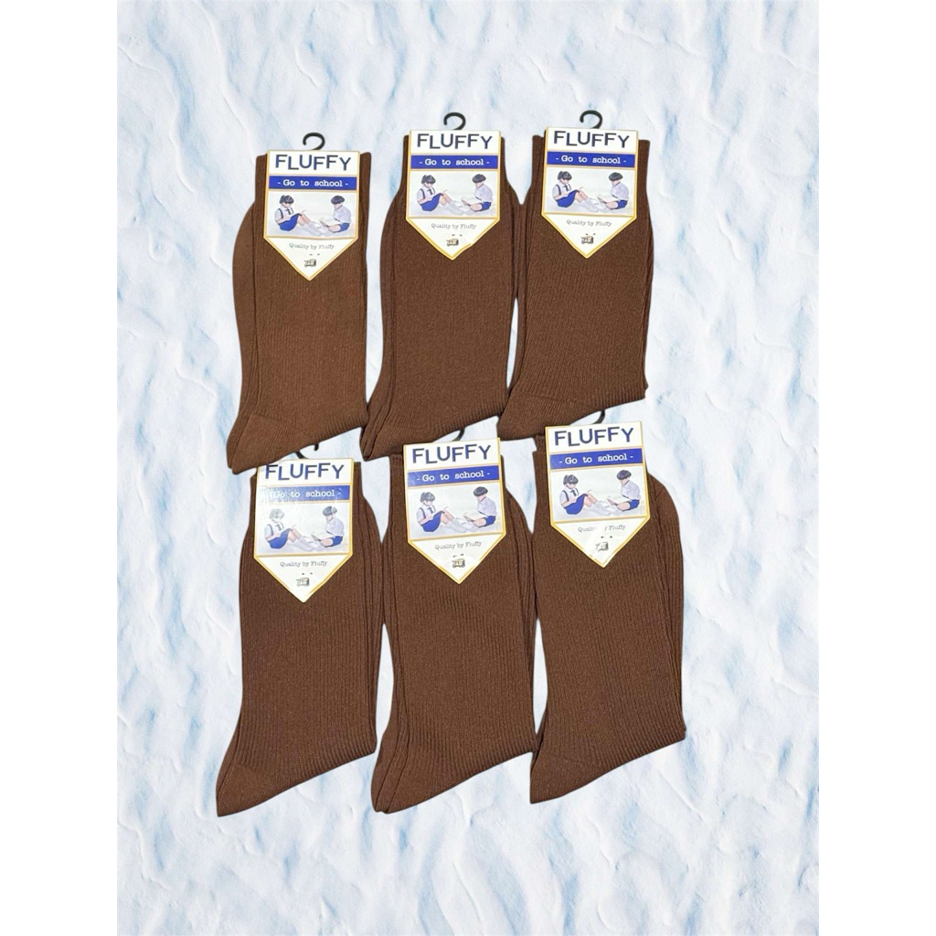 ถุงเท้านักเรียนแบบข้อยาวถูกระเบียบมีสีขาวล้วนกับสีน้ำตาลสำหรับเด็กผู้หญิงผู้ชายแพ็คมี12คู่มีไซส์5x7 7x9 9x12 - รูปที่ 3