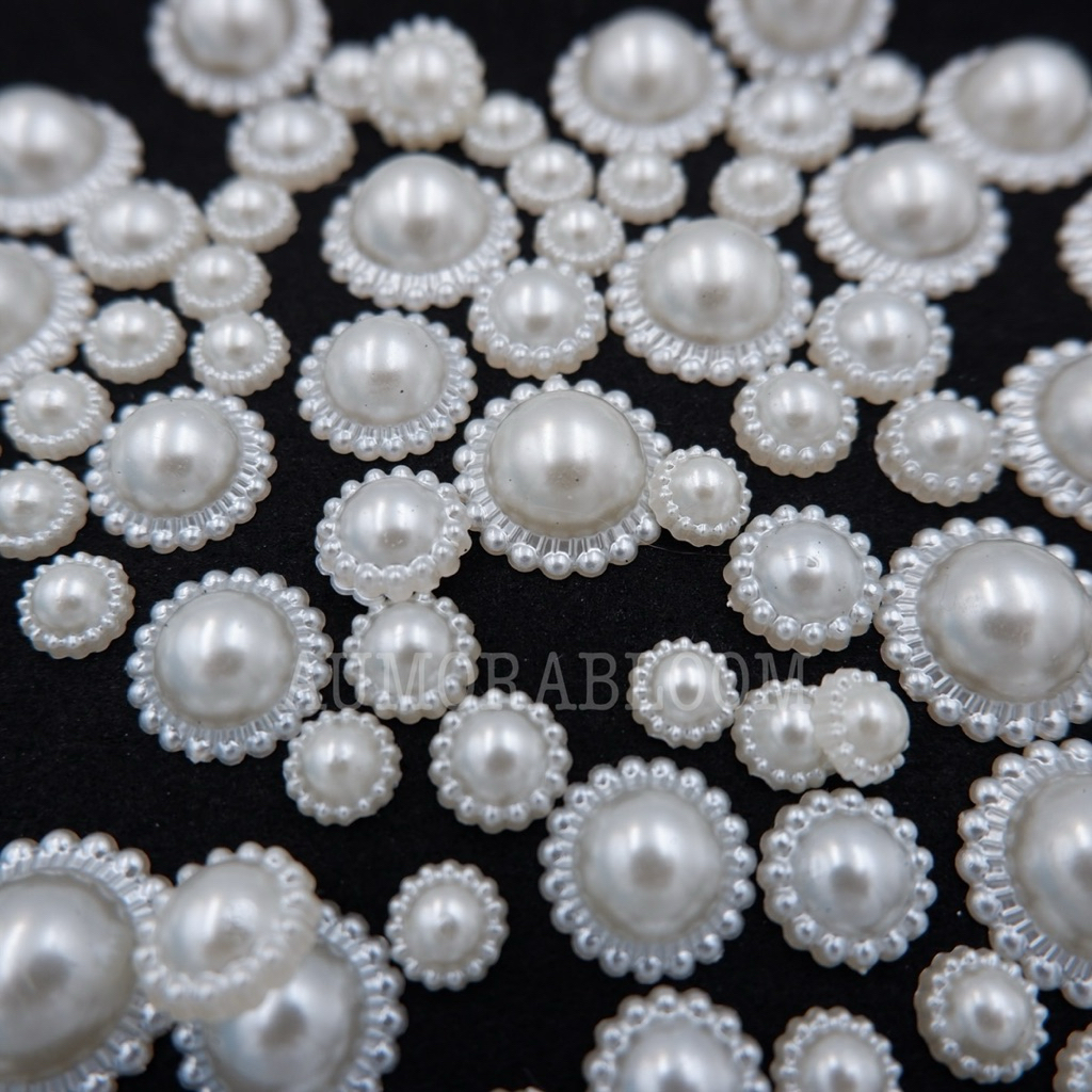 มุกดอกไม้ครึ่งซีก ขนาด 9 / 11 / 13 มม. 50g งาน DIY ตกแต่งดอกไม้