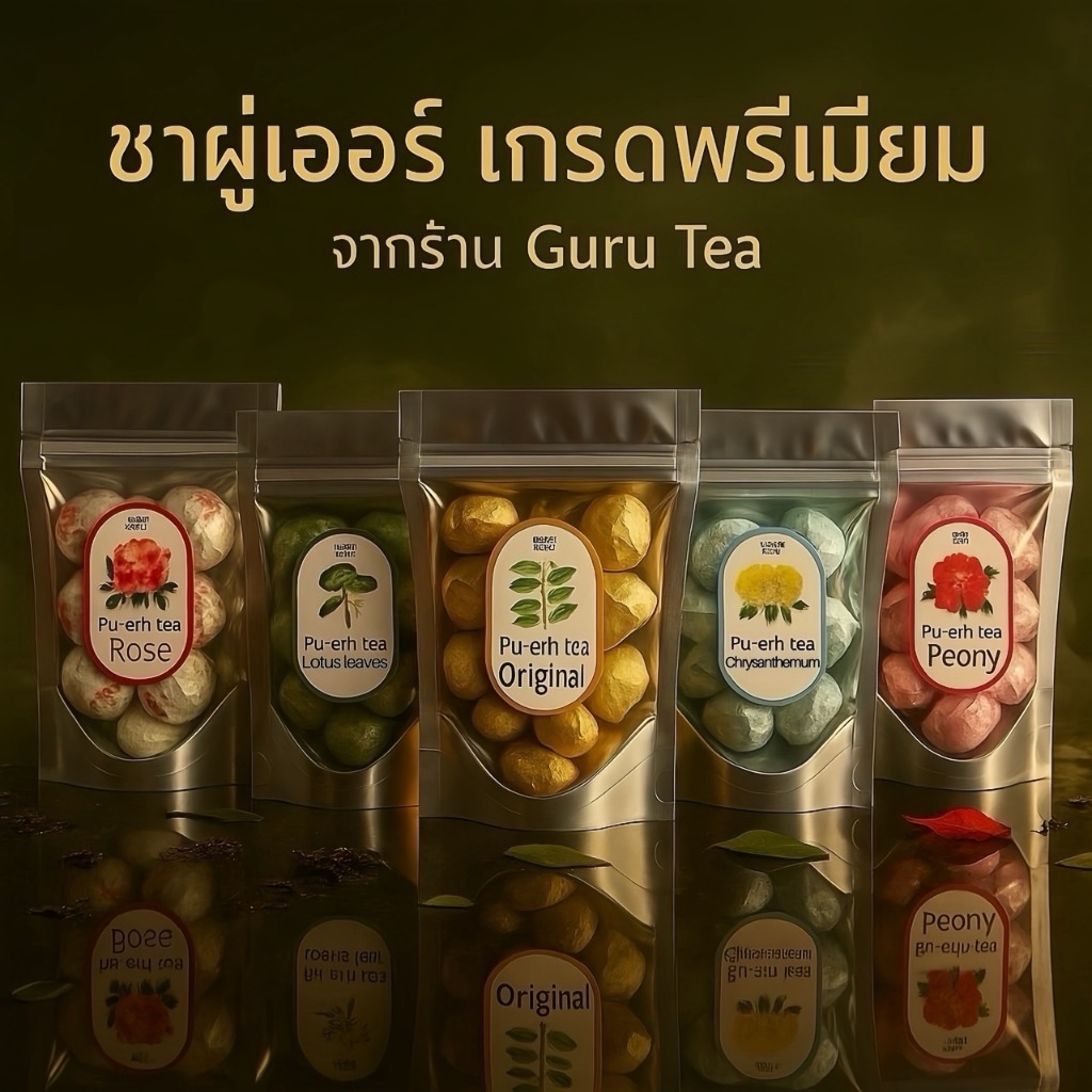 🌱 ชา ผูเอ๋อ อัดเม็ด ผสมดอกไม้ ขนาด 50 กรัม (8-9เม็ด) 🌸 Flowery Brick Puer Tea 🌱