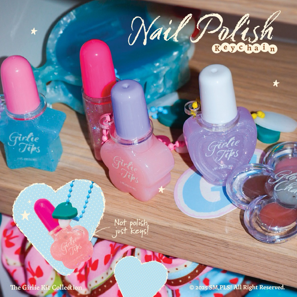 🎀Girl Tips - Nail Polish Keychain l SM,PLS! พวงกุญแจยาทาเล็บเรซิ่น (Girlie Kit Col.)