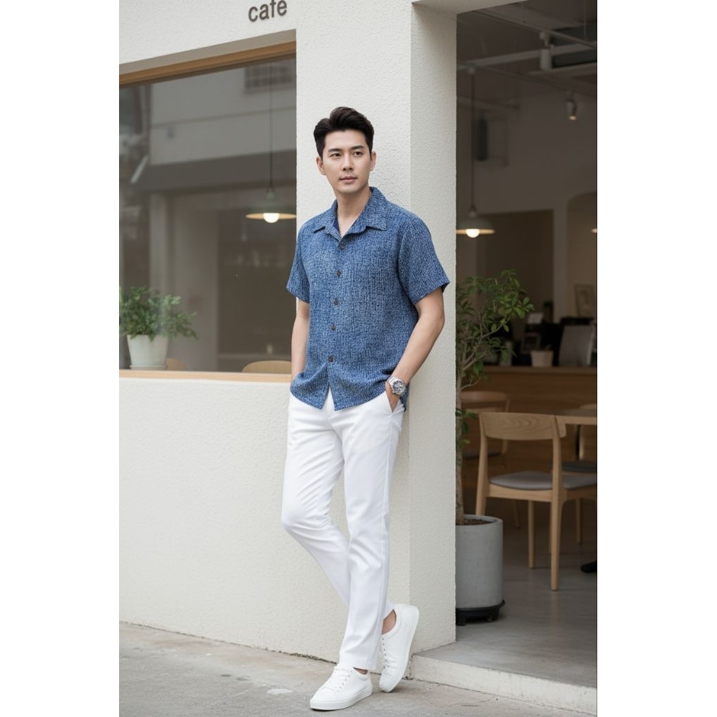 เสื้อพื้นเมืองผู้ชายคอเชิ้ต หม้อฮ่อมสโตน - รูปที่ 5