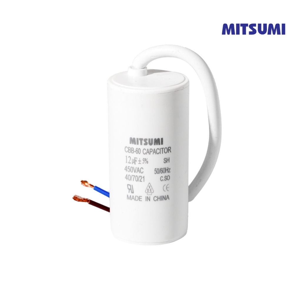 C กระบอกขาวมีสาย CBB60-4A 12 / 450V