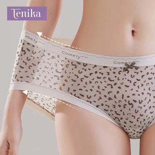 TENIKA กางเกงในรุ่น เอวกลาง ลายเสือดาว กางเกงในไร้ขอบ เซ็กซี่ ระบายอากาศได้ดี Cotton Panties