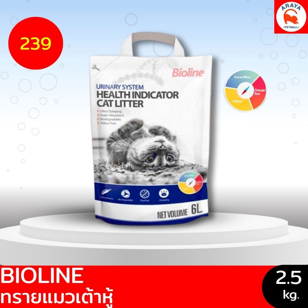 Bioline 6L ทรายแมวเต้าหู้ ลดพิเศษ 269 เหลือ 239 ทรายตรวจสุขภาพน้องแมว เปลี่ยนสีบอกโรค