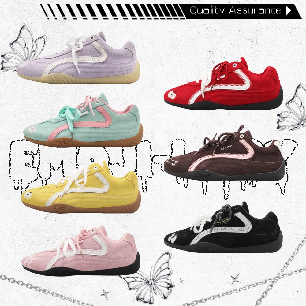 ของแท้ 💯⚡️พร้อมส่งในไทย🇹🇭⚡️CAT&SOFA [พร้อมส่ง] Cat and Sofa Emoji-Lab รองเท้าส้นแบน Apple Shoes Red 